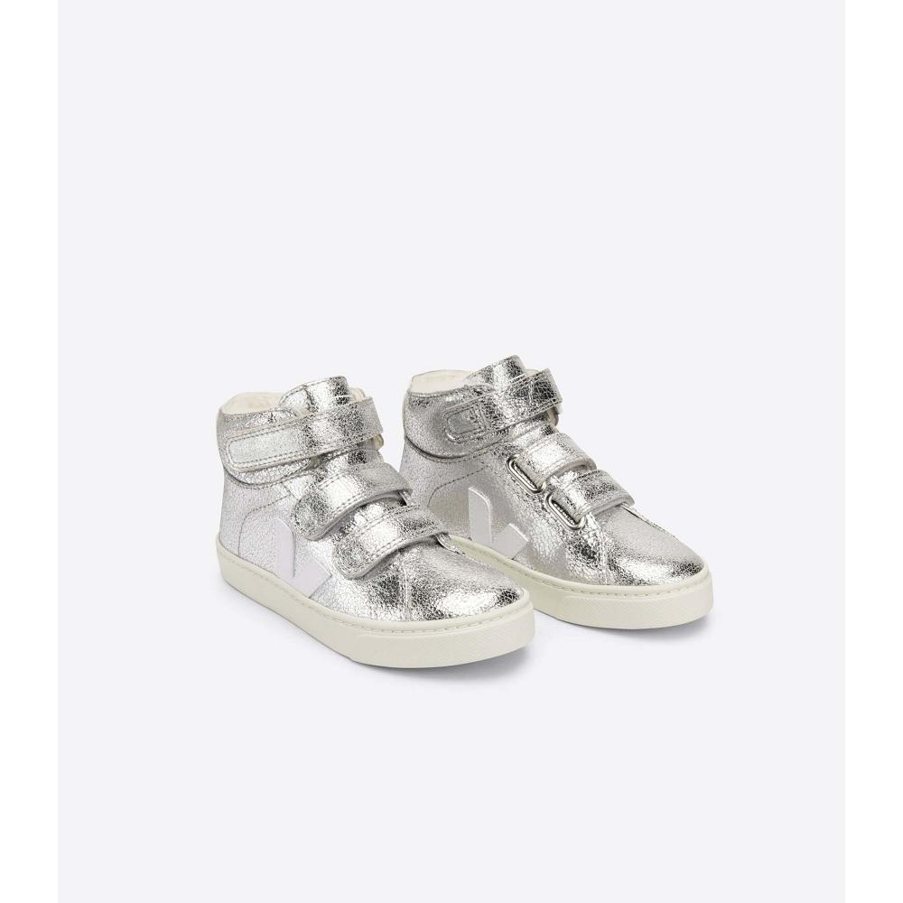 Veja ESPLAR MID FURED SUEDE Kids' High Tops Silver | NZ 700GSO